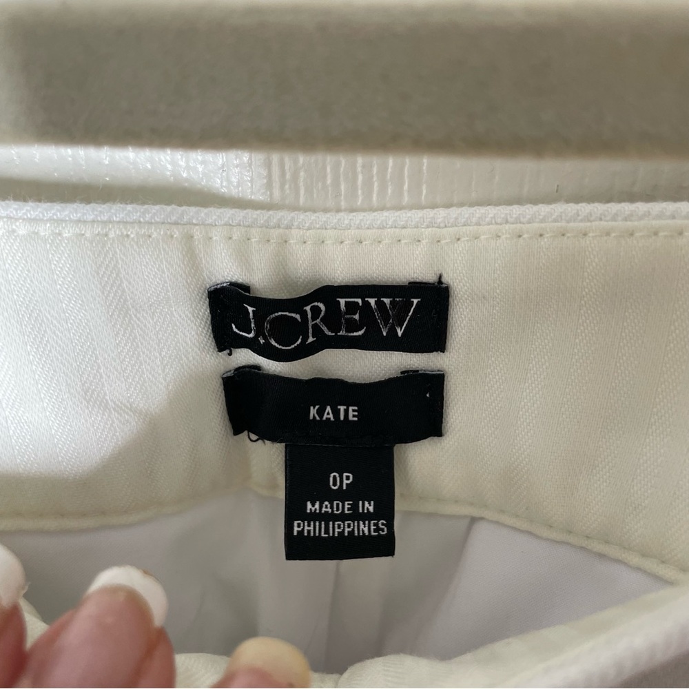 NEW WITH TAGS J. Crew White Kate Straight Leg Stretch Linen Blend Pants Petite 0 - Picture 6 of 8
